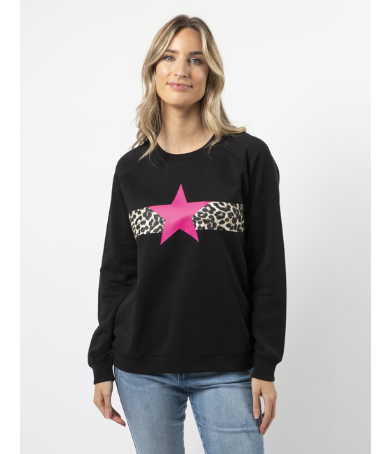 Stella + Gemma Classic Sweater with Neon Pink Star