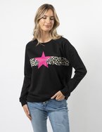 Stella + Gemma Classic Sweater with Neon Pink Star