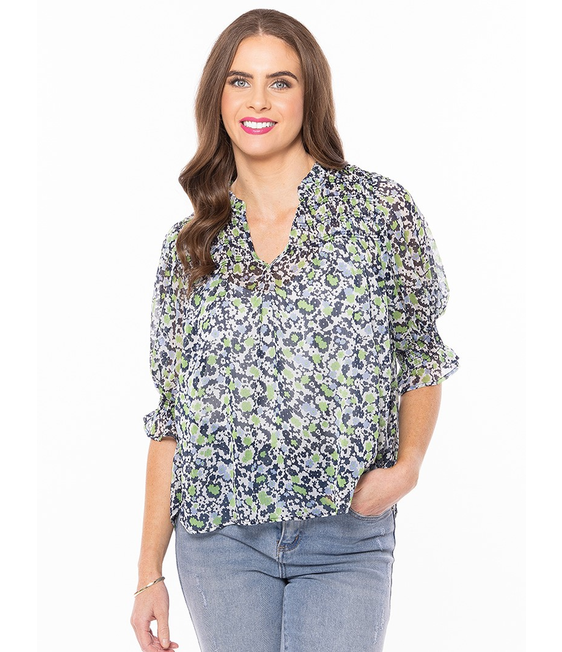 Seeking Lola Celeste V Neck Top