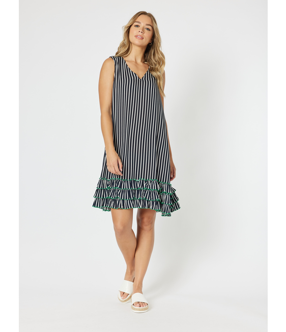 Threadz Stripe Frill Hem Dress