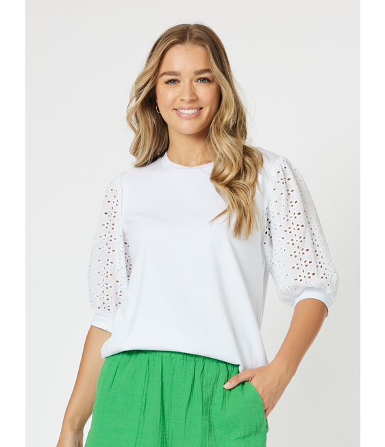 Threadz Kyla Lace Sleeve T-Shirt