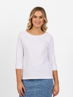 Vassalli Boat Neck Top with 3/4 Sleeve