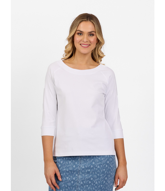 Vassalli Boat Neck Top with 3/4 Sleeve