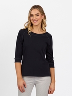 Vassalli Boat Neck Top with 3/4 Sleeve