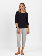 Vassalli Boat Neck Top with 3/4 Sleeve