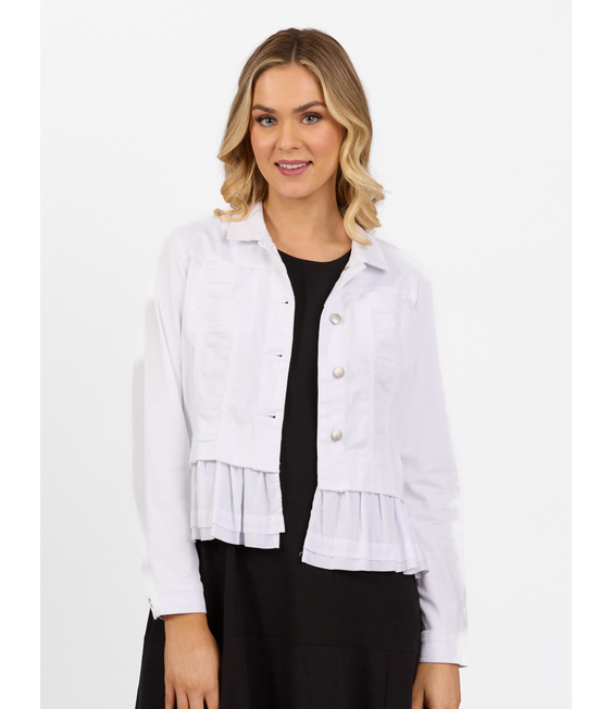 Vassalli Denim Jacket with Cotton Frill Hem 