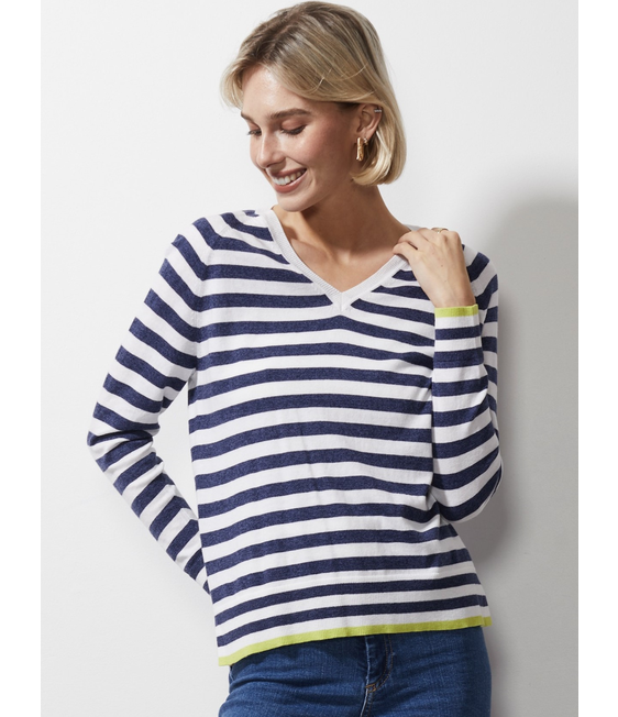 Zaket & Plover Stripe V Jumper