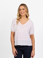 Vassalli V Neck Top with Floaty Sleeve