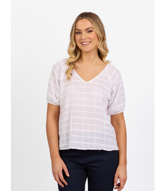 Vassalli V Neck Top with Floaty Sleeve