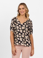 Vassalli V Neck Top with Floaty Sleeve