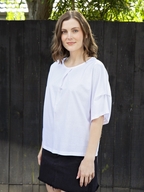 White on Black Pleat Sleeve Top