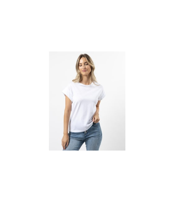 Stella + Gemma Embroidered Logo Cuff Sleeve Tee