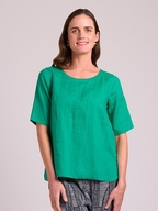 Oh Three Easy Fit Pleat Back Linen Top