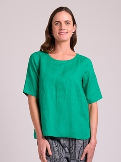 Oh Three Easy Fit Pleat Back Linen Top-style-MCRAES