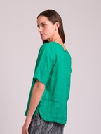 Oh Three Easy Fit Pleat Back Linen Top