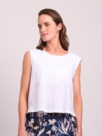 Foil Sleeveless Pleat Back Linen Top