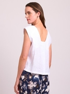 Foil Sleeveless Pleat Back Linen Top