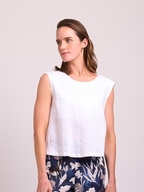 Foil Sleeveless Pleat Back Linen Top