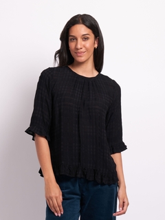 Foil Gathered Scoop Hem Top-style-MCRAES