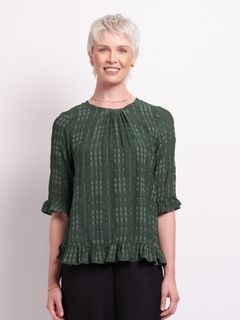 Foil Gathered Scoop Hem Top-style-MCRAES